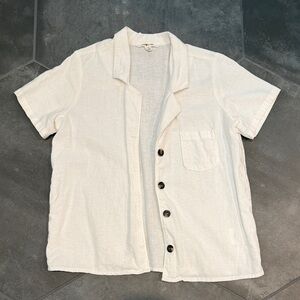 White Linen Short Sleeve Shirt